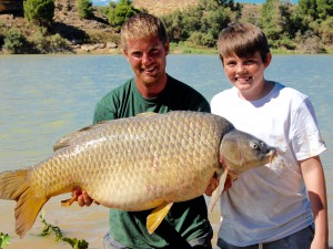54,5lb carp for 13 year old!